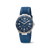 Damenarmbanduhr mit blauem Zifferblatt, Datumsanzeige und blauem Kautschukband