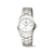 Damenarmbanduhr mit Metallarmband, silbernem Zifferblatt, Indexen und Datumsanzeige bei 8