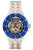 Bicolor Herrenuhr mit blauem Zifferblatt und Skelettuhrwerk, Metallarmband
