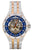 Bicolor Herrenuhr mit blauem Skelettzifferblatt und Edelstahlarmband
