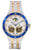 Herrenuhr: weißes Zifferblatt, blaue Lünette, Bicolor-Metallband, Mondphase