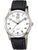 Herrenarmbanduhr mit schwarzem Lederband, weißem Zifferblatt, Titangehäuse und Saphirglas