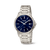 Herrenarmbanduhr Boccia mit Saphirglas: Metallarmband, blaues Zifferblatt, Titan-Gehäuse.