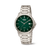 Herrenarmbanduhr Boccia mit Saphirglas: Metallarmband, grünes Zifferblatt, Titan-Gehäuse.