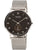 Herrenarmbanduhr: schwarzes Zifferblatt, Metall-Meshband, silberne Zeiger, Saphirglas