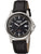 Herrenarmbanduhr Boccia mit schwarzem Lederband, schwarzem Zifferblatt, Solar und 10 bar