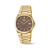 Herrenuhr von Boccia mit braunem Zifferblatt, goldfarbenem Titangehäuse und Metallarmband