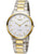 Bicolor-Herrenuhr mit Saphirglas, silbernem Titangehäuse, goldenen Akzenten und Metallarmband