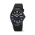 Herrenarmbanduhr mit schwarzem Gehäuse und Armband, blauem Zifferblatt, Datumsanzeige bei 8