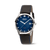 Boccia Herrenarmbanduhr mit Solar, blauem Zifferblatt und Lederarmband, rundes Gehäuse