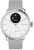 Withings hybrid smartwatch med grått silikonarmband och vit urtavla, temperaturvisning