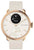 Damklocka Smartwatch: roséguldpläterat hölje, beige silikonband, svart temp-display.