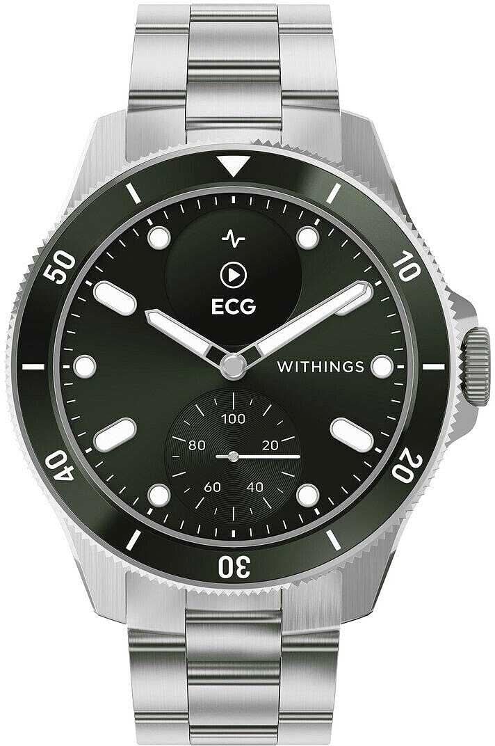 Withings ScanWatch Nova unisex-klocka med metallarmband och svart urtavla, ECG-logotyp