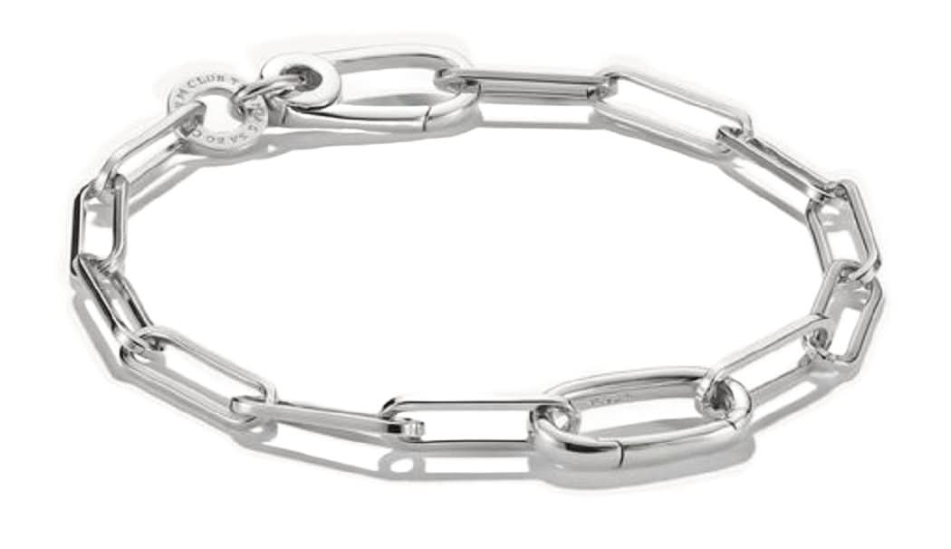 Silverfärgat länklänkarmband med Connect-element och spänne, glänsande länkar