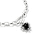 Hjärtberlock med svart sten på silverfärgad länkkedja