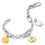 Charmarmband i silver med berlocker: smiley, blomma och rund bricka
