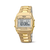 Herren-Digitaluhr mit Chronograph, goldfarbenes Metallarmband und goldfarbenes Gehäuse
