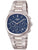 Herrenchronograph aus Titan, silbernes Band, blaues Zifferblatt mit Chronograph-Subzifferblättern