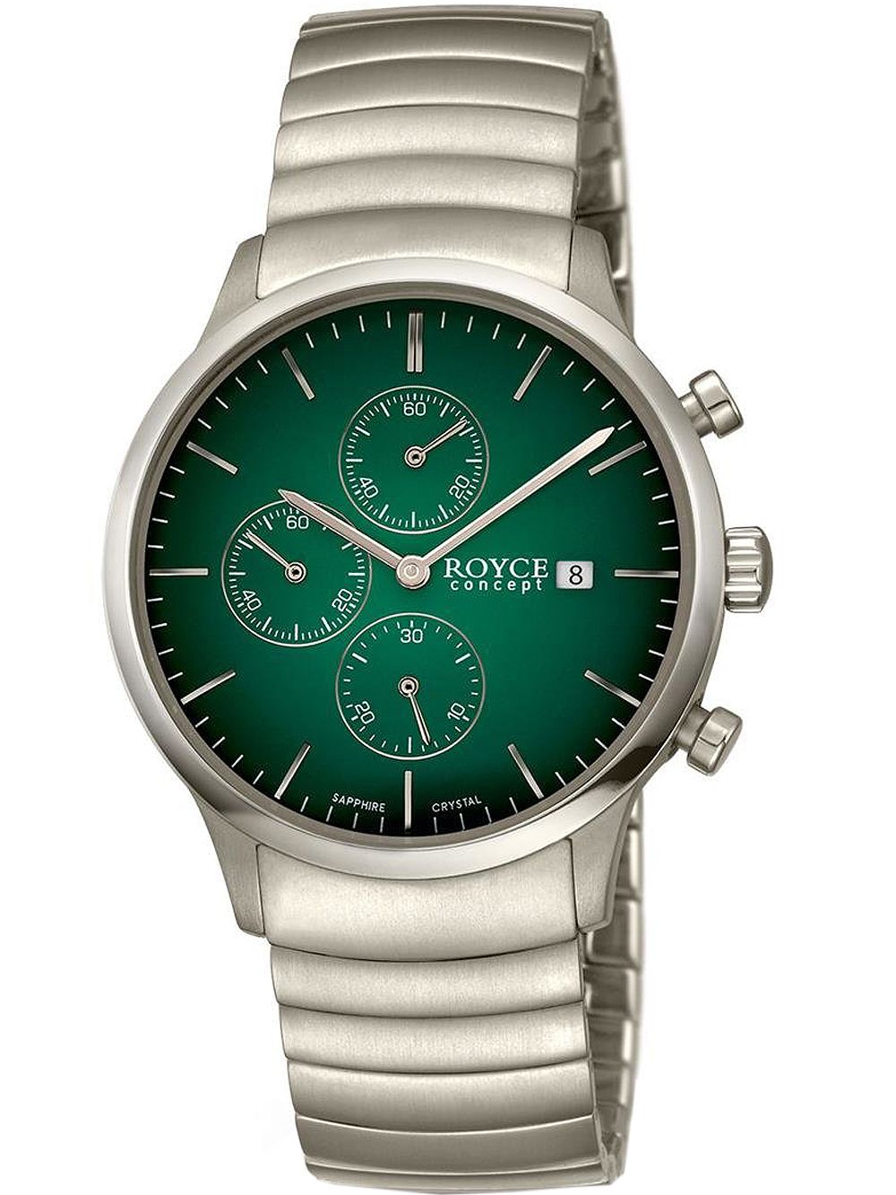 Boccia Royce Herrenarmbanduhr mit grünem Zifferblatt, Titan-Chronograph und Saphirglas