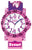 Flickors lärorika klocka med lila urtavla, rosa armband, Scout-logotyp