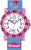 Flickors lärorik klocka med rosa-blått armband, motiv av häst och blommor, siffror, Scout-logotyp