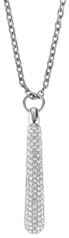 "Silver damhalsband med lång kristallglasberlock och fin kedja"