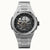 Automatik-Herrenuhr mit silbernem Edelstahlband und Skelettzifferblatt