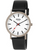 Herrenarmbanduhr BOCCIA mit silbernem Gehäuse, weißem Zifferblatt und schwarzem Lederband