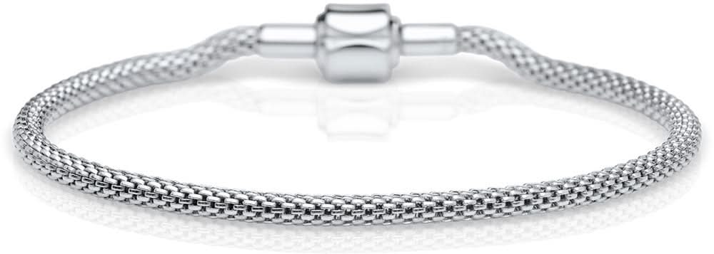 Armband i rostfritt stål med flätad kedjestruktur och spänne