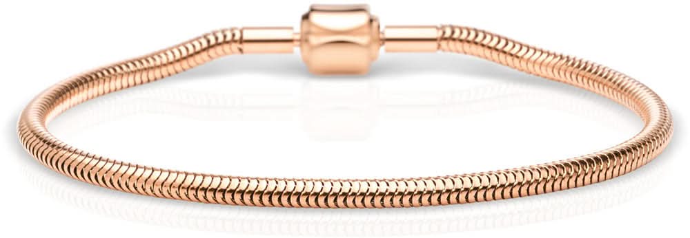 Armband i rostfritt stål med flätat länklänk och roséguldpläterat spänne, 210 mm