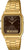 Guldpläterad retroklocka med metallarmband, svart urtavla och digital display