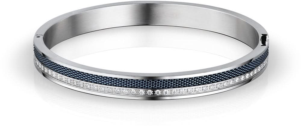 Armband i rostfritt stål med mörk insats och fin räffling, 170 mm
