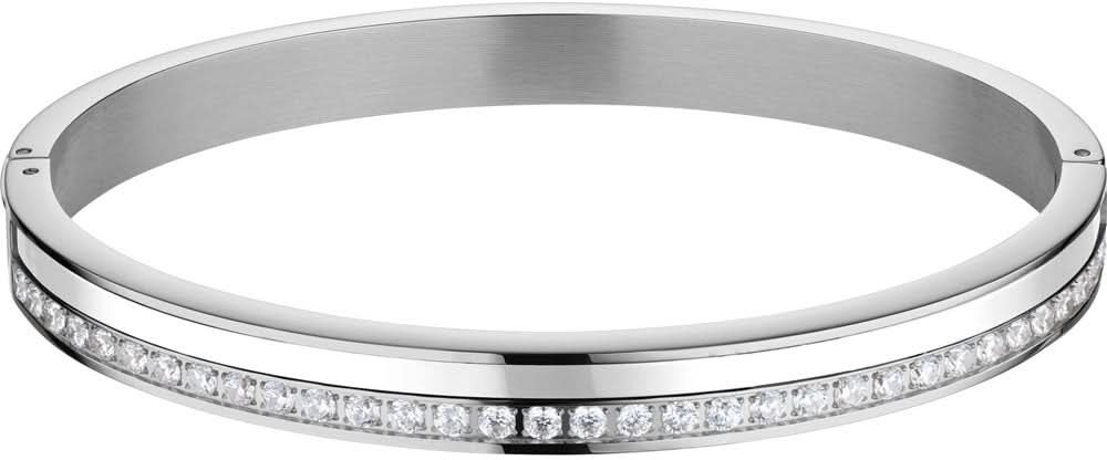 Armband i rostfritt stål från Bering Jewelry med en infattad dekorrad av strassstenar