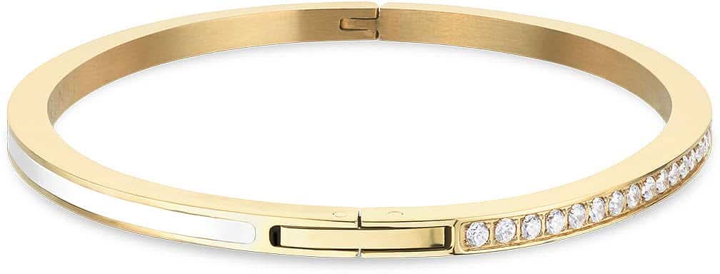 Guldpläterat armband i rostfritt stål med spänne och strass