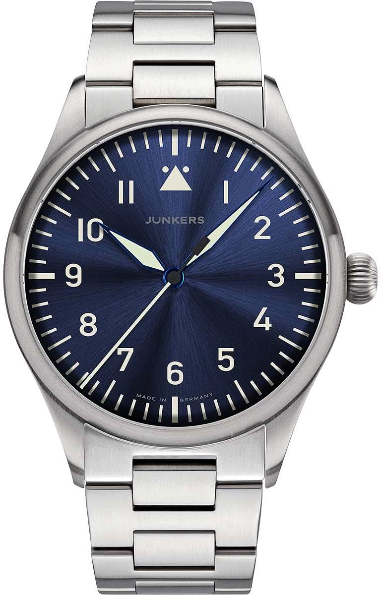 Junkers herrarmbandsur, blå urtavla, metallarmband