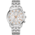 Bulova Chronographenarmbanduhr mit silberfarbenem Edelstahlarmband, weißem Zifferblatt und Datumsanzeige