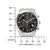 Bulova Chronographenarmbanduhr mit Maßskizze, schwarzes Zifferblatt und Edelstahlgehäuse