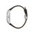 Bulova Herrenuhr Seitenansicht mit Stahlgehäuse und schwarzem Lederband