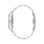 Edelstahlarmbanduhr von der Seite, rundes Gehäuse mit Krone