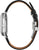 Herrklocka med silverfärgat rostfritt stålhölje och svart läderarmband med brun kant