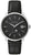 Bulova herrklocka med svart urtavla, silverfärgat hölje och svart läderarmband