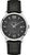 Herrklocka med svart läderarmband, silverfärgat hölje och svart urtavla