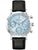 Herren-Chronograph mit blauem Zifferblatt, schwarzem Lederarmband und Chronographen-Funktionen