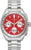 Bulova herrarmbandsur med röd urtavla, kronograf och metallarmband