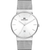 Herrenarmbanduhr mit silbernem Mesharmband, weißem Zifferblatt, Datumsanzeige und Zeigern