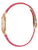 Bulova Damenuhr: rundes roségoldenes Gehäuse am pinken Lederarmband, Seitenansicht