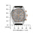 Chronograph-Uhr mit Größenmaßstab: graues Zifferblatt, Edelstahlgehäuse, schwarzes Lederarmband