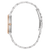 Damenuhr Seitenansicht mit silbernem Gehäuse und Bicolor-Edelstahlarmband