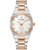 Bulova Damenuhr Bicolor mit weißem Zifferblatt, diamantbesetzten Indexen und Analoganzeige