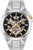 Bulova automatisk klocka med silverfärgat armband i rostfritt stål, svart urtavla och open-heart-design